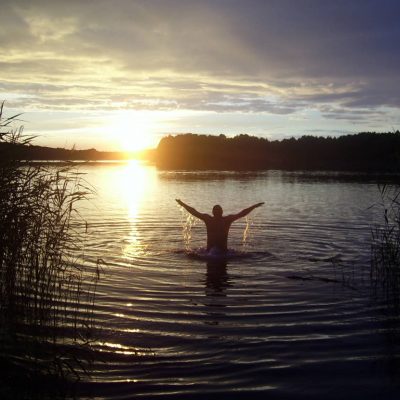 jezioro Chłop zachód Słońca kąpiel, fot. Damian Lip